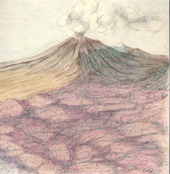 Artist Rendition of an ancient Volcano