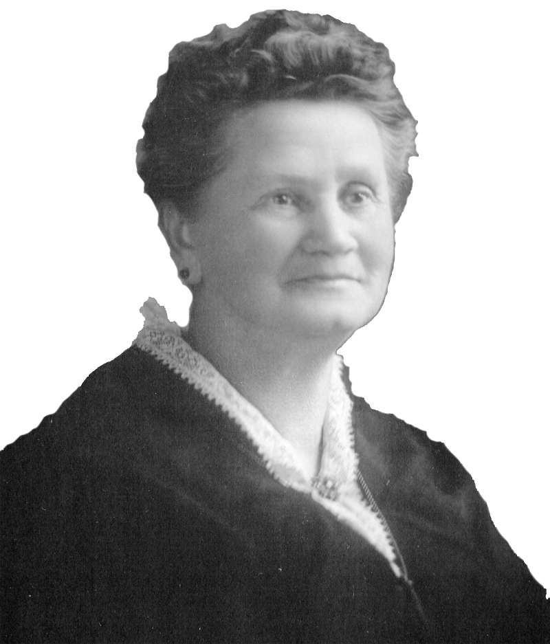 A black and white photo portrait of a middle-aged woman.