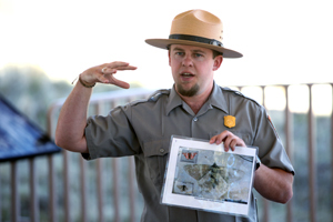 Ranger Justin giving a talk about the forces of nature and the geology of the Florissant Valley. Ranger Justin giving a talk about the forces of nature and the geology of the Florissant Valley.