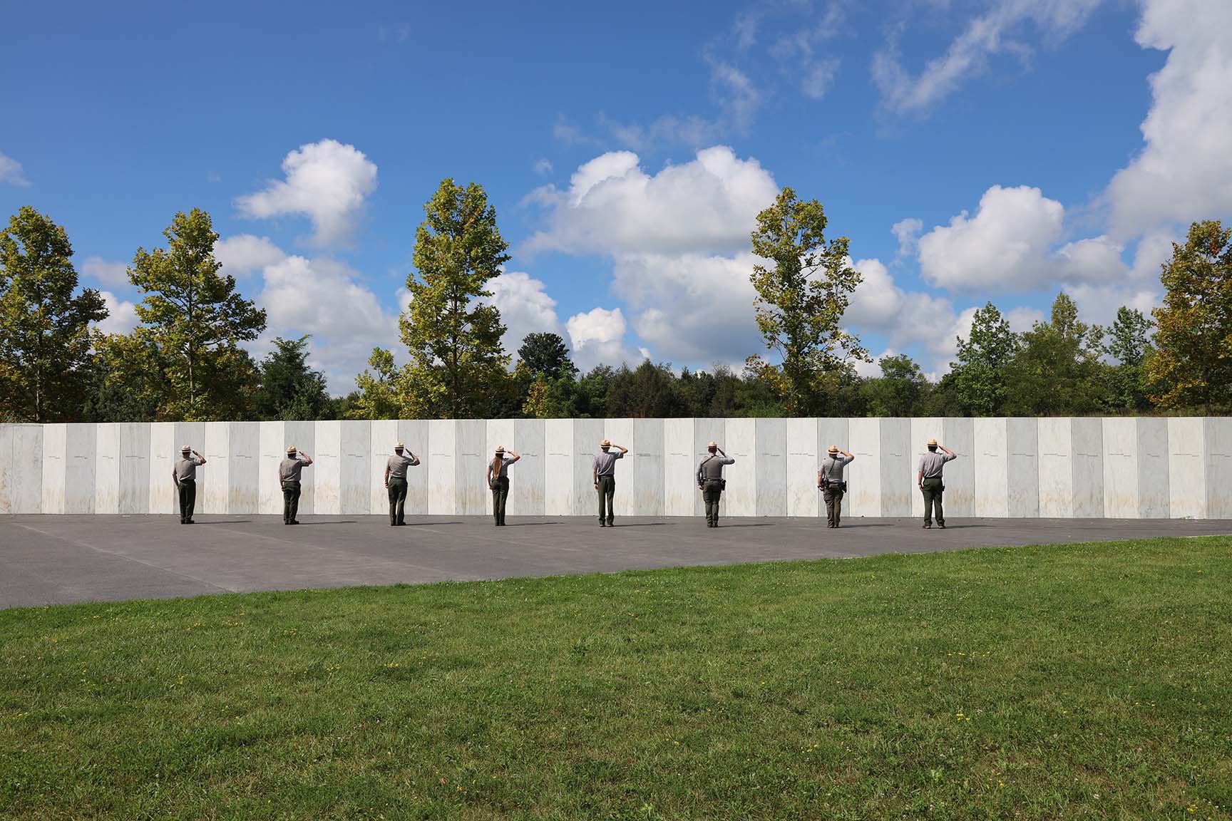 Rangers saluting the Wall of Names.