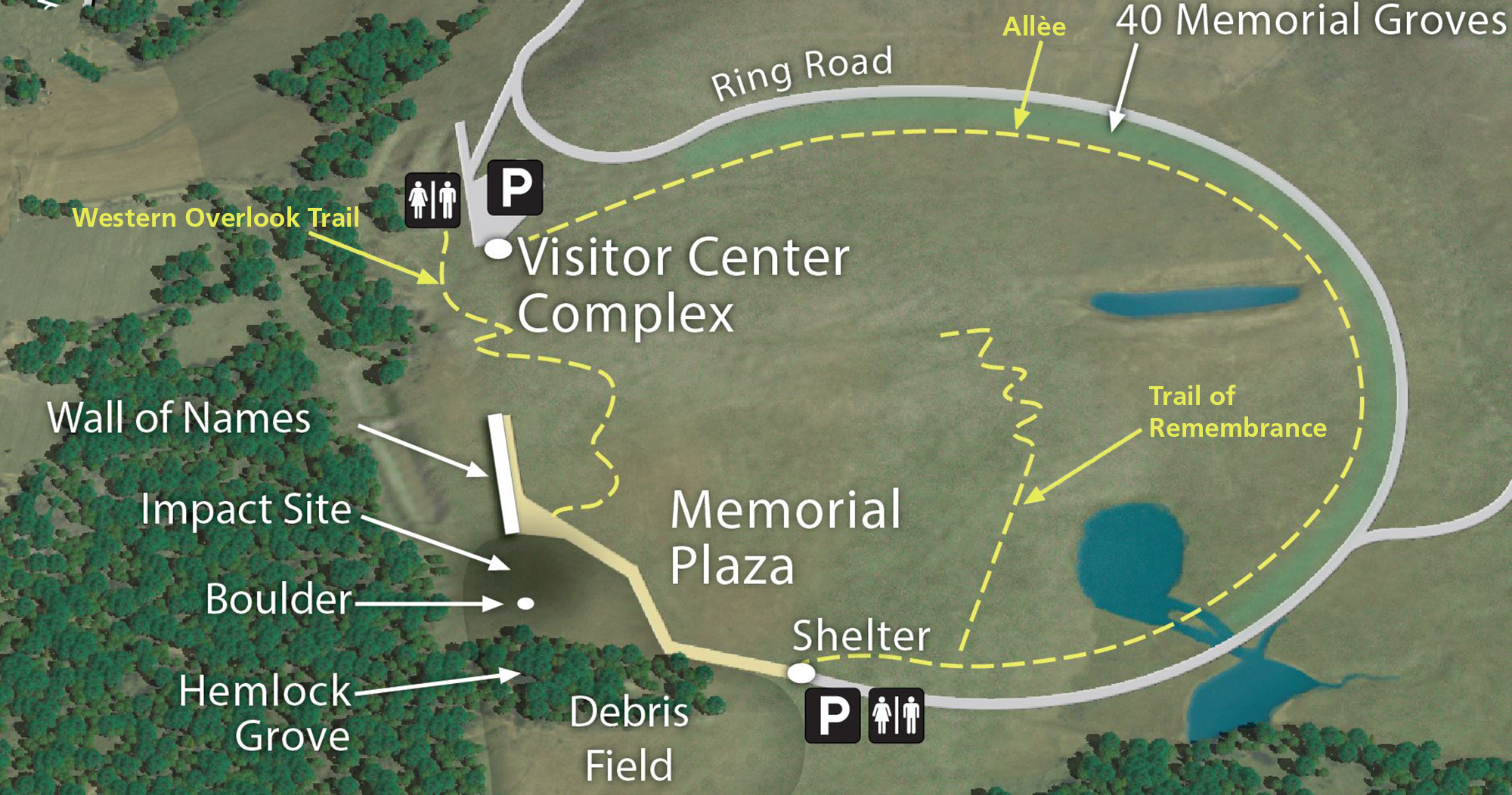 Map of trails at Flight 93 National Memorial