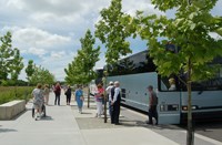 Bus drop off area at Memorial Plaza at the crash site
