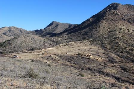 Overview of the old Fort Bowie Ruins. A view of the old Fort Bowie Ruins as it is seen from the top of the Overridge Trail