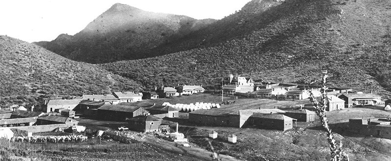 Black and white photo of Fort Bowie in 1886