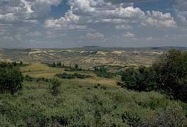 Fossil Lake was approximately 50 miles long and 20 miles wide. The light colored ridges, visible from Cundick Ridge, are what's left of the Fossil Lake deposits. Fossil Lake was approximately 50 miles long and 20 miles wide. The light colored ridges, visible from Cundick Ridge, are what's left of the Fossil Lake deposits.