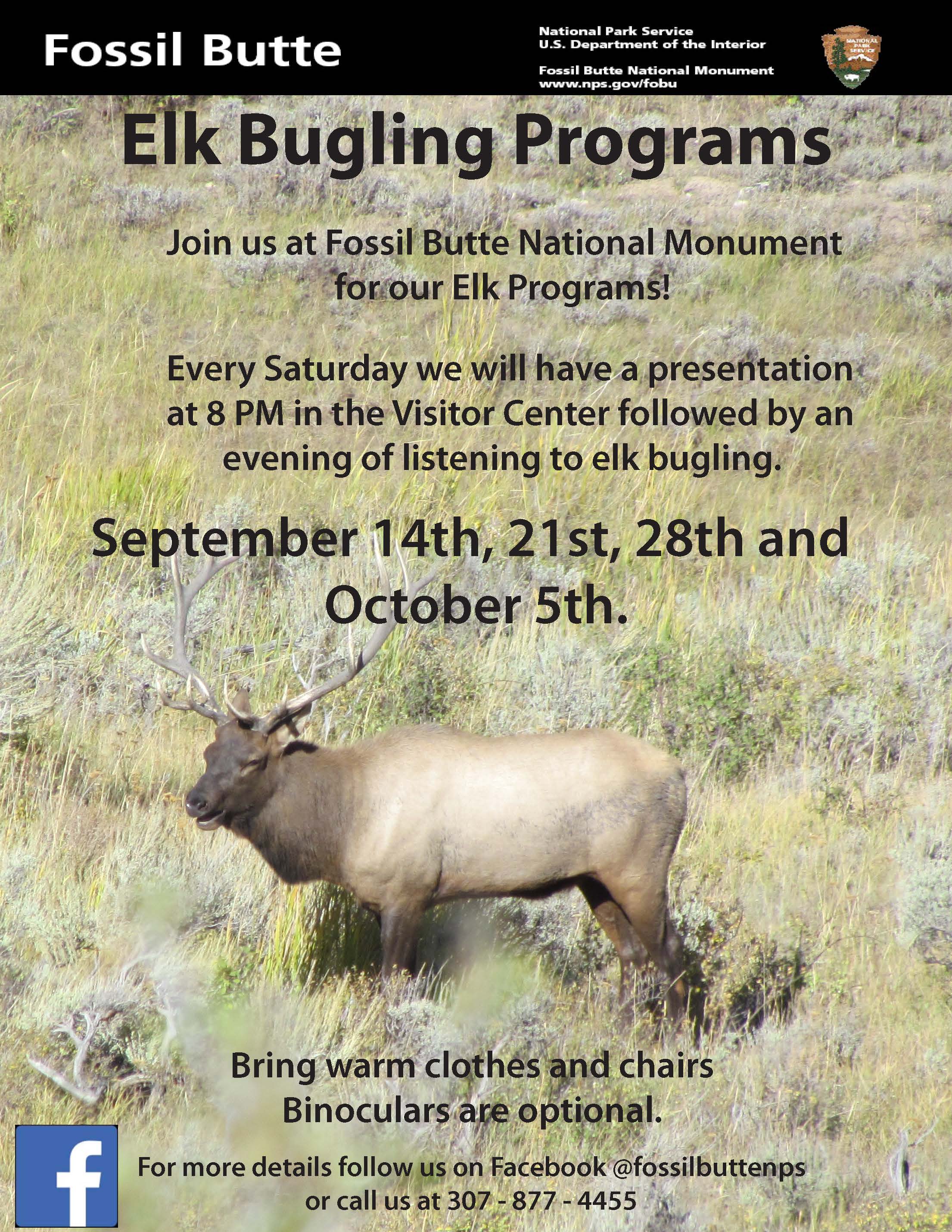 poster with an elk bugling describes special programs