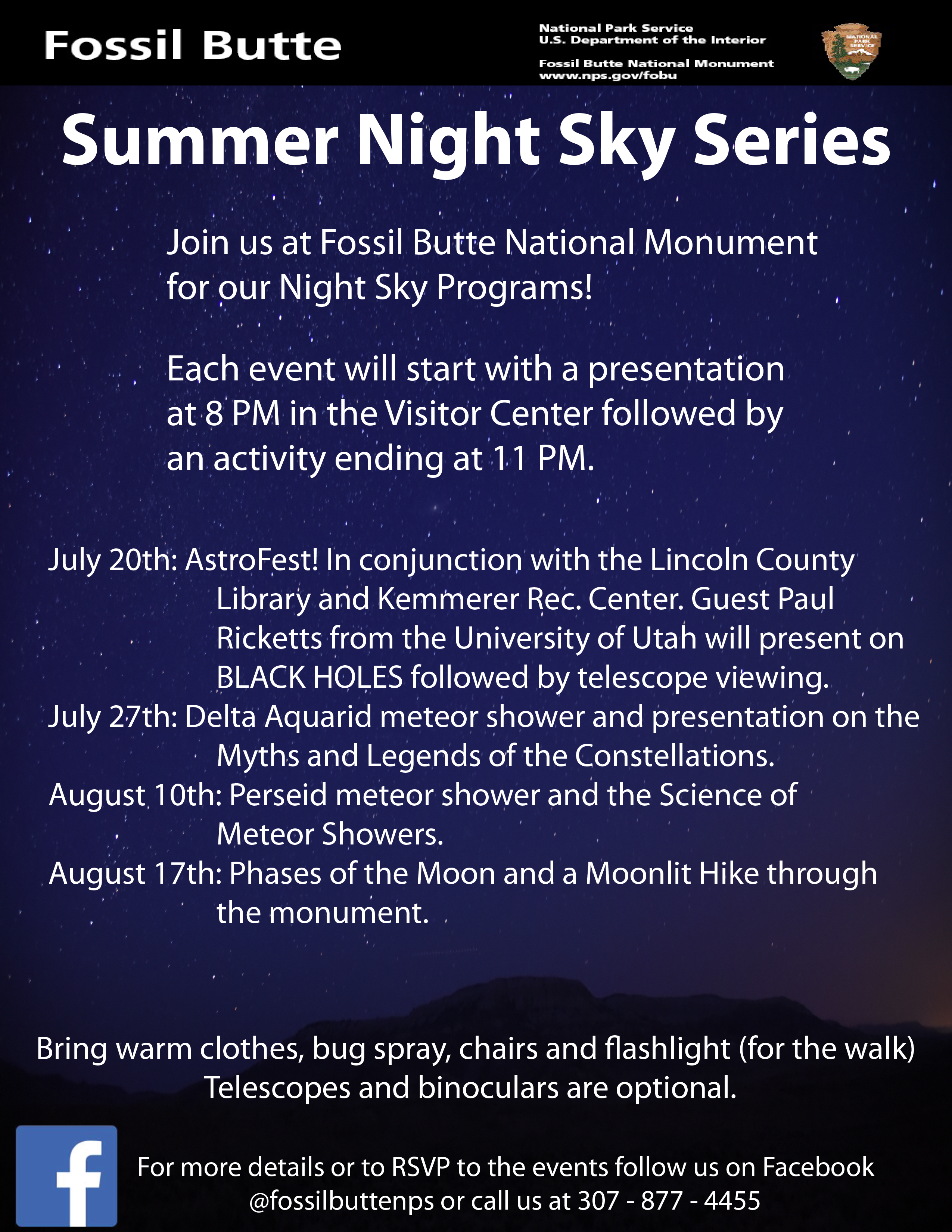poster describing details of night sky events