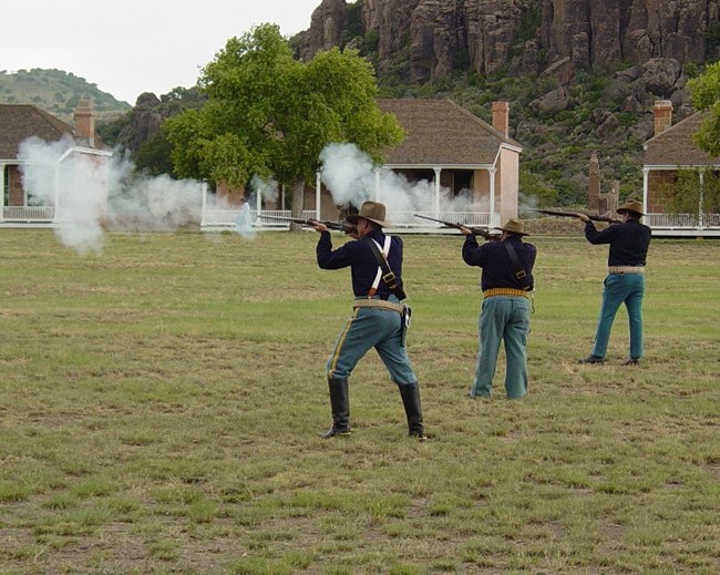 A periodic small arms demonstratin at Fort Davis.