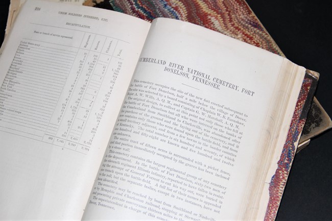 Open book showing a list of civil war soldiers called Roll of Honor