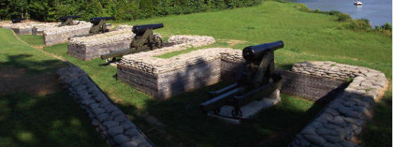 Seacoastal gun emplacements on the Cumberland River View overlooking the Water Batteries at Fort Donelson NB
