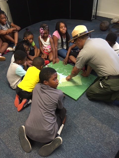 Children with Park Ranger at Fort Dupont