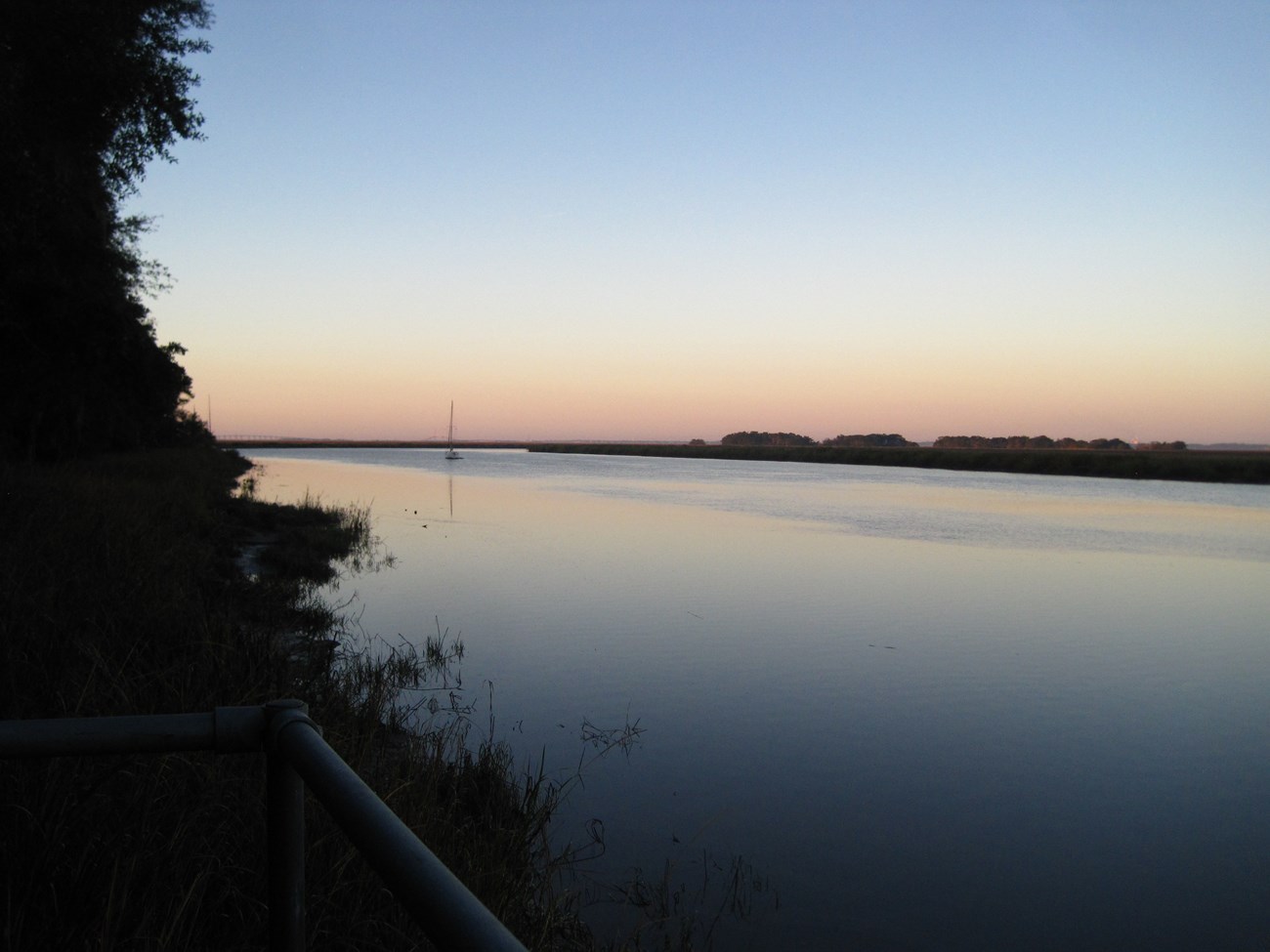 pink sunset over frederica river