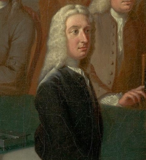 color portrait of James Oglethorpe wearing a black coat and white wig.