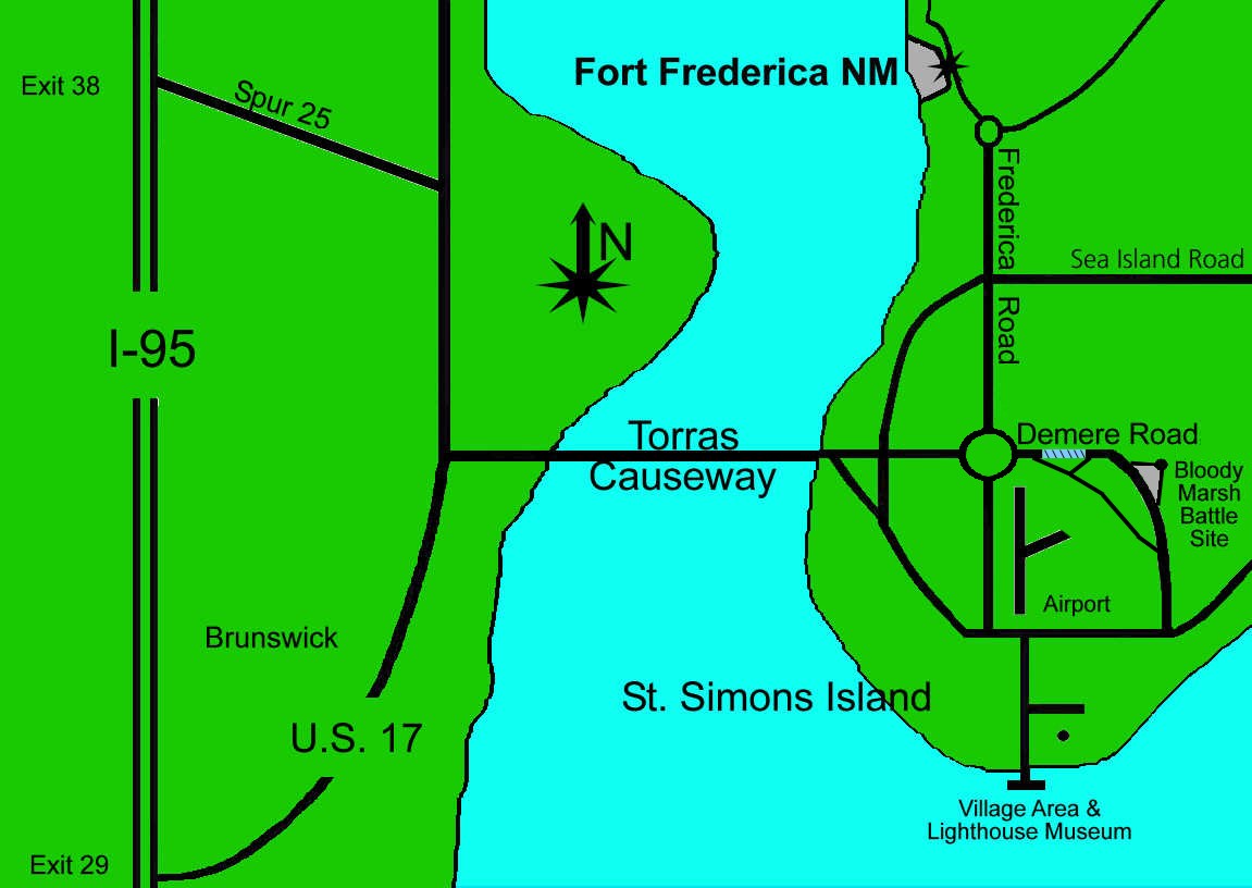 Fort Frederica Location Map