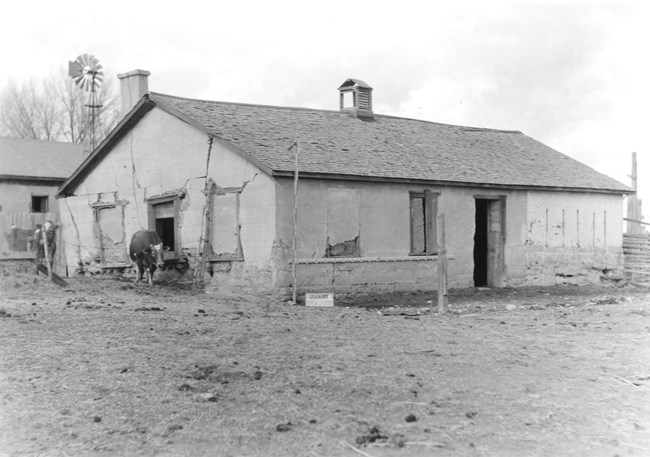 Black and white photo of the Old Bakery during the homestead era