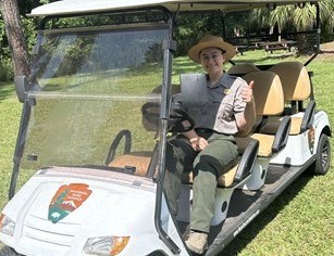 Ranger on a golf cart