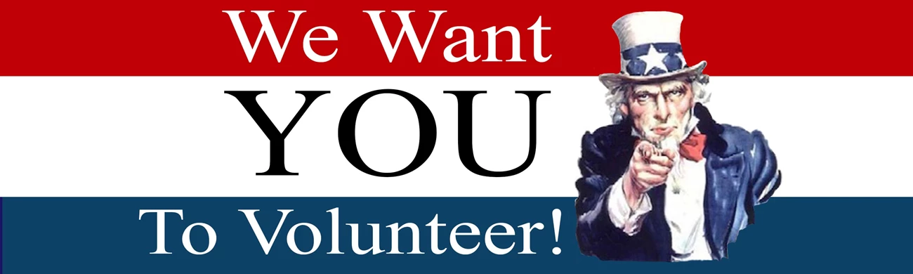 Uncle-Sam-Banner.jpg Red, white & blue banner with Uncle Sam with "We want you to Volunteer!" on it.