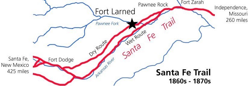 Simple map of the Santa Fe Trail.