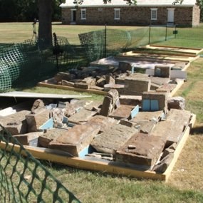 Disassembled commissary wall. Disassembled commissary wall.