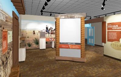 Conceptual image of the "Defense & Survival" section of the new museum exhibits.
