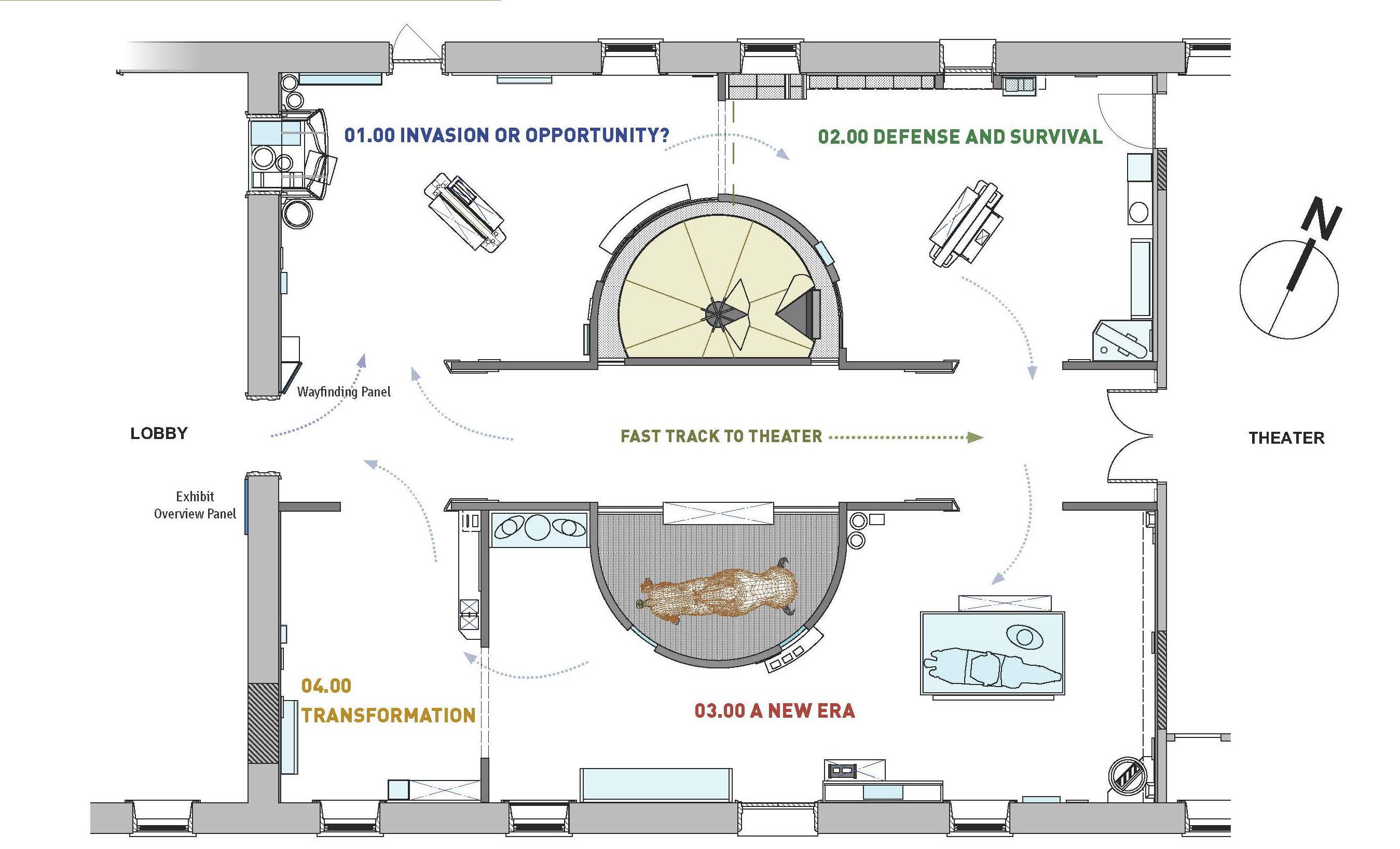 Conceptual overview of the new museum exhibit layout.