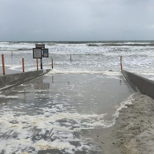 The driving ramp to exit the beach, located between St. Johns County Beach and Fort Matanzas beach, under water from a Nor'easter in 2020.
