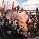 Artist's conception of the massacre of the French Huguenots at Matanzas in 1565.