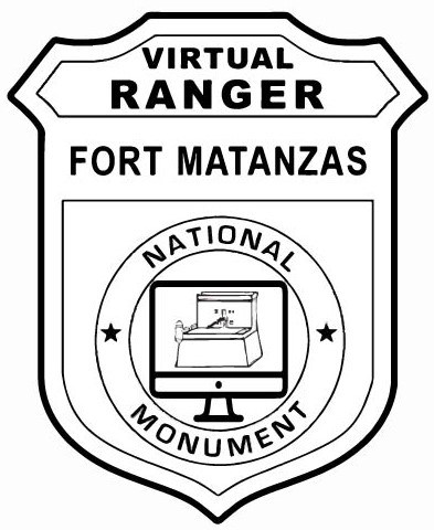 A black and white badge reading Virtual Ranger Fort Matanzas National Monument