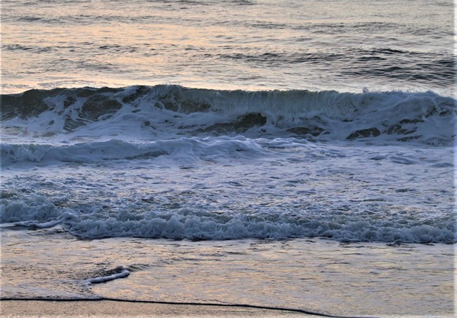 Waves crashing on the beach