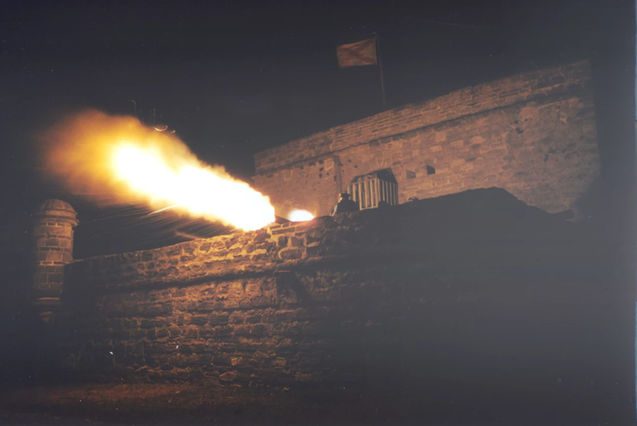 Night Cannon Fring Cannon firing from the fort at night