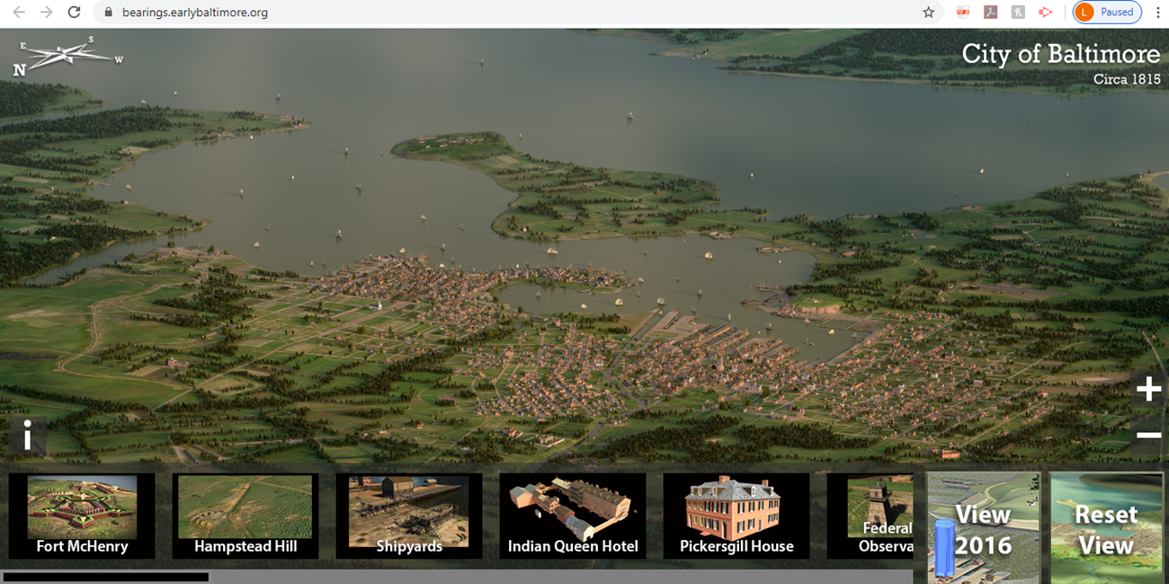 Image of an aerial view of Baltimore from 1815.