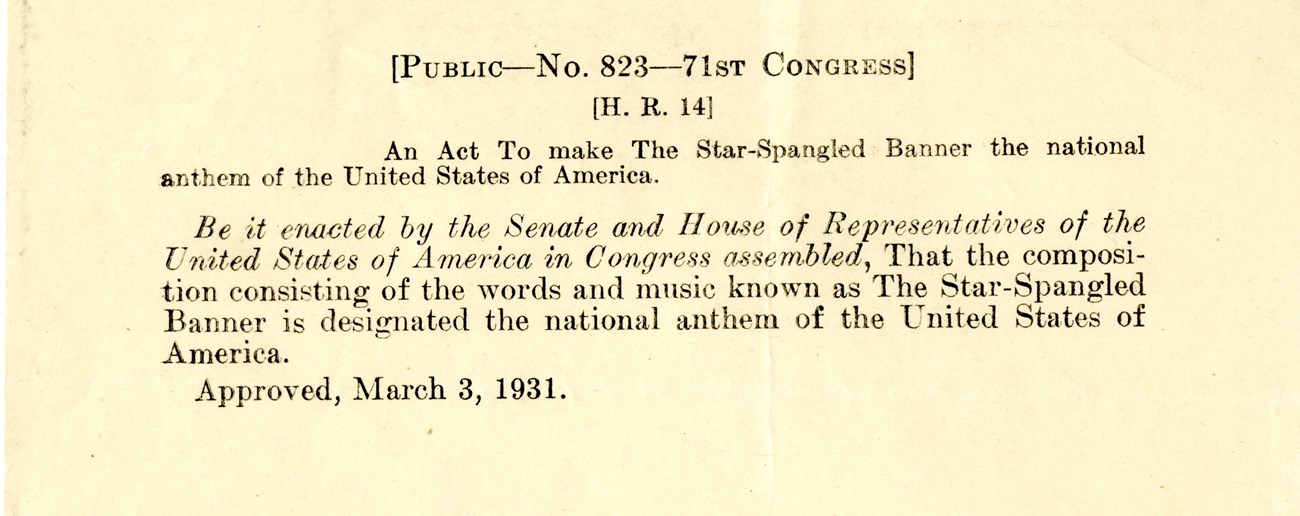 Photograph of the bill that designated the U.S. national anthem