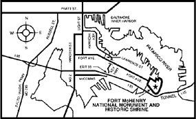 Map of the Baltimore area showing the routes to Fort McHenry. Map of the Baltimore area showing the routes to Fort McHenry.