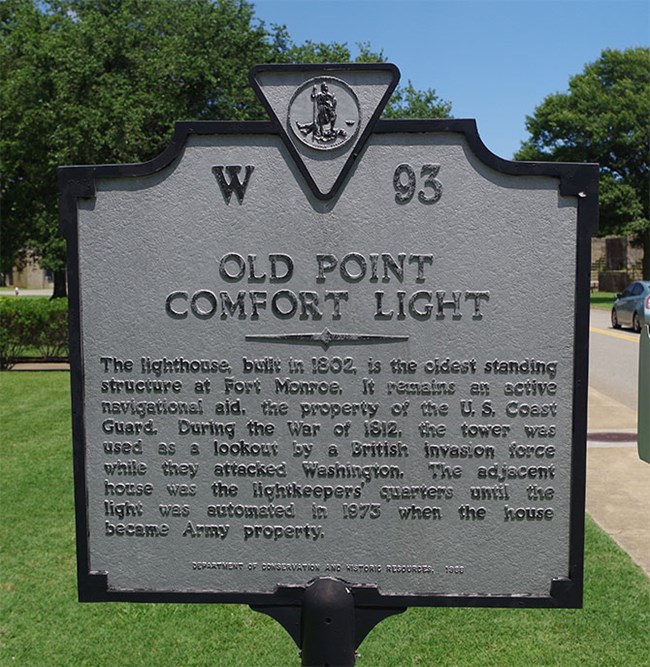 Virginia Historic Marker for the Old Point Comfort Light