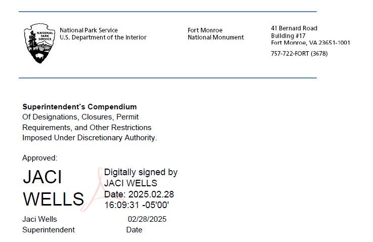 Superintendent's Compendium authorizing signature and date
