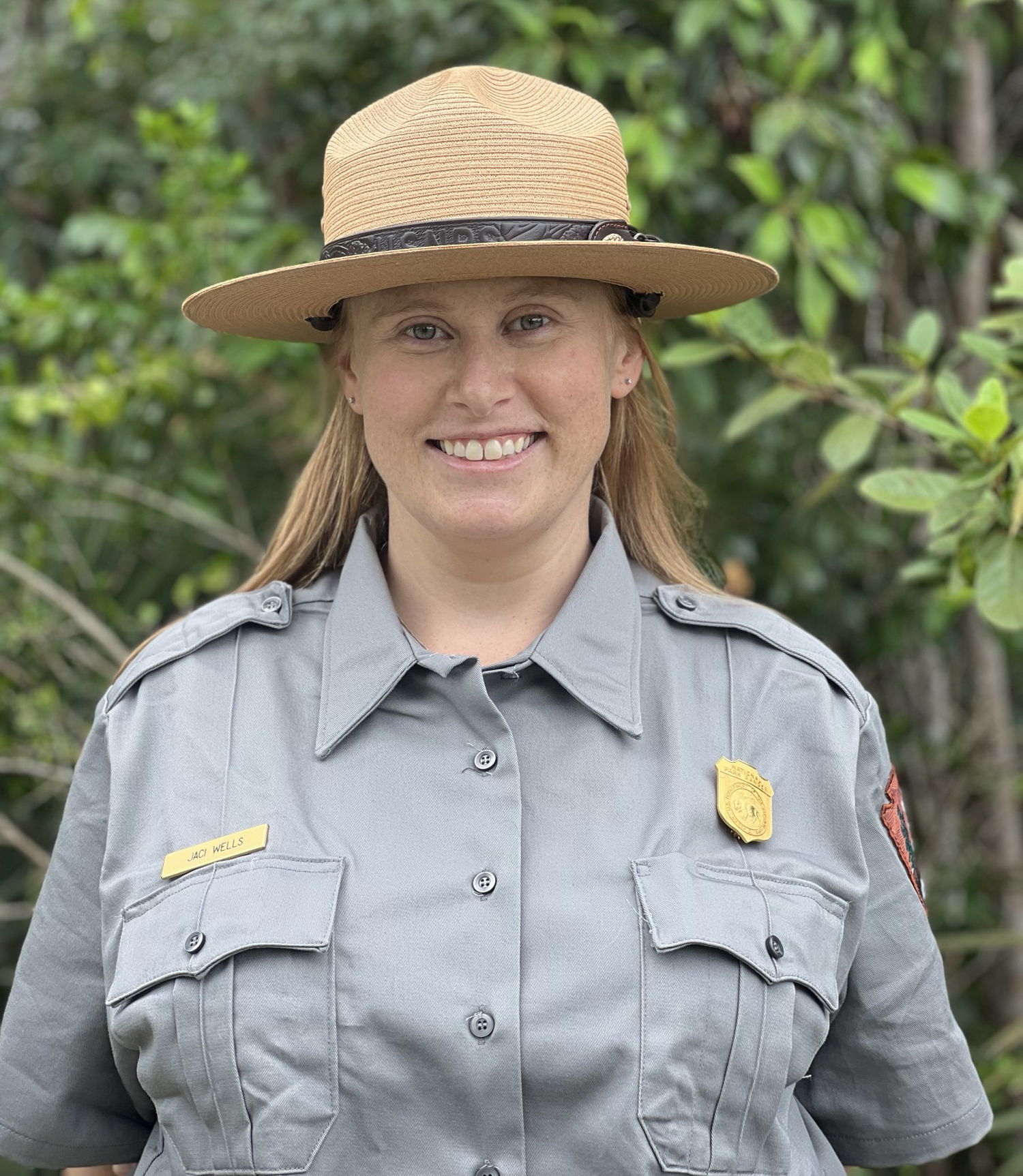 Jaci Wells, the new superintendent of Fort Monroe National Monument. A woman in a uniform