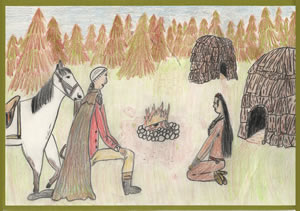 George Washington Meets Queen Alliquippa of the Iroquois Nation, December 1753