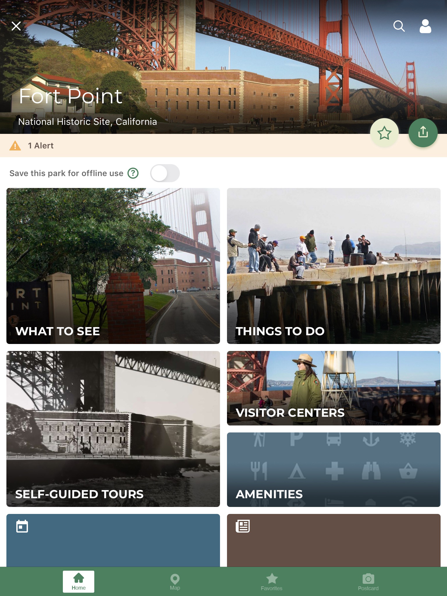 iphone screenshot of fort point app page