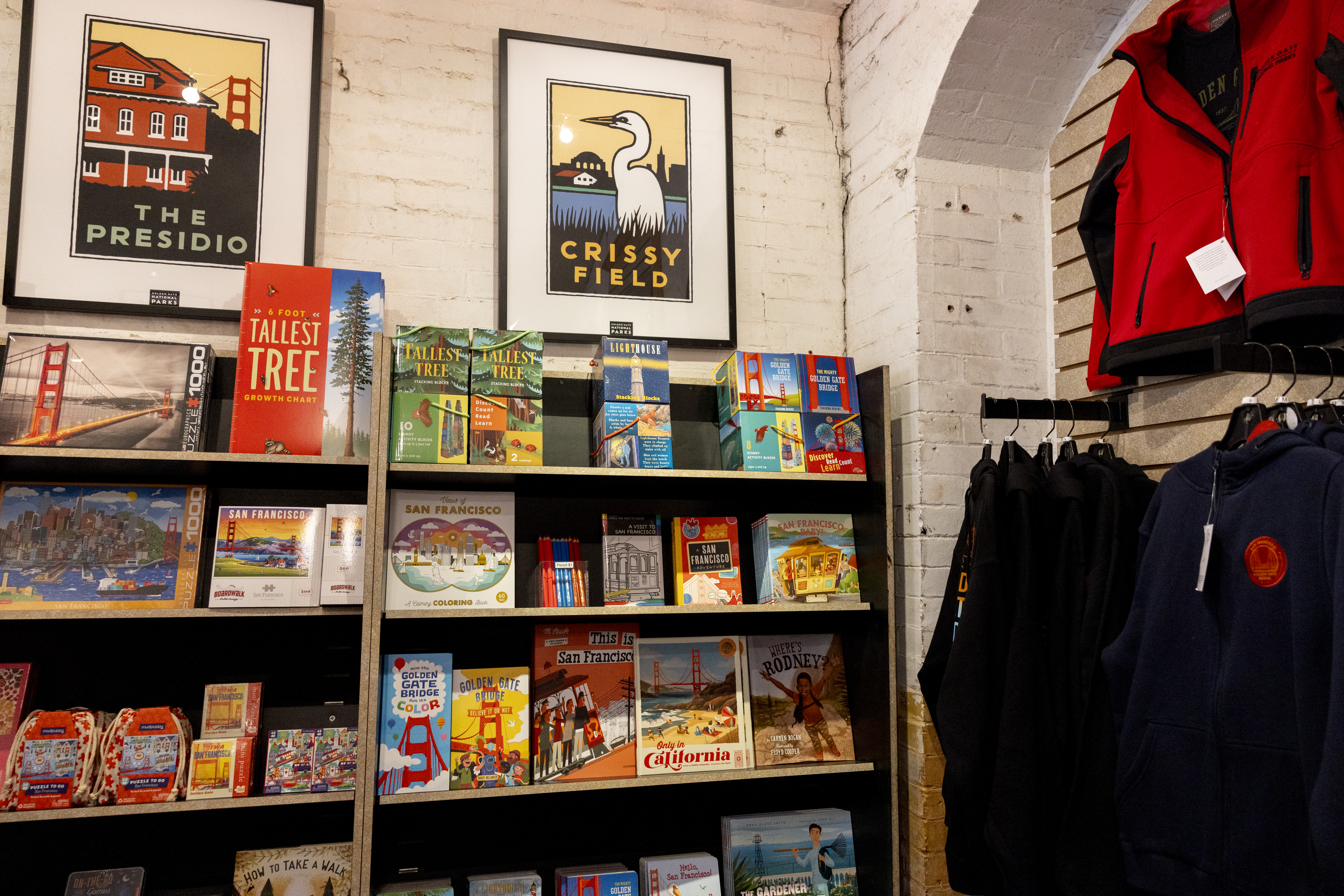 Shelves with books and souvenirs