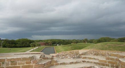 Present view looking out over demilune and visitor center