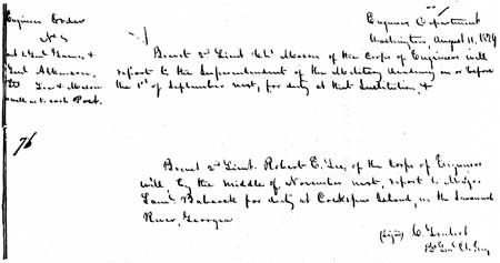 Facsimile of Robert E. Lee's First Orders to Cockspur Island