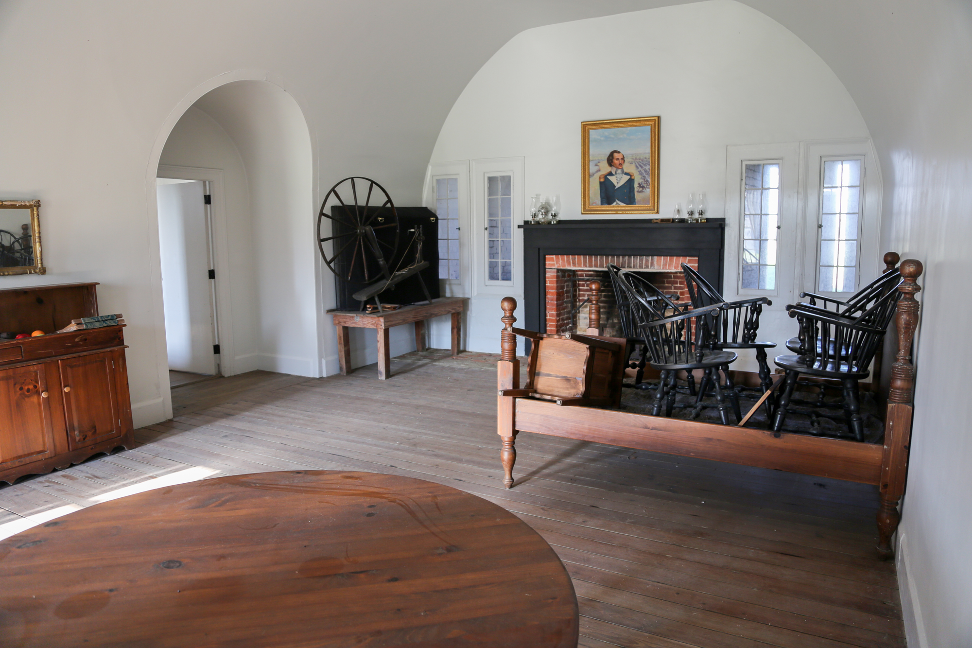 Fort Pulaski Storm Preparation Furniture has been elevated off of the floor in one of the fort's casemates in preparation for an approaching storm.