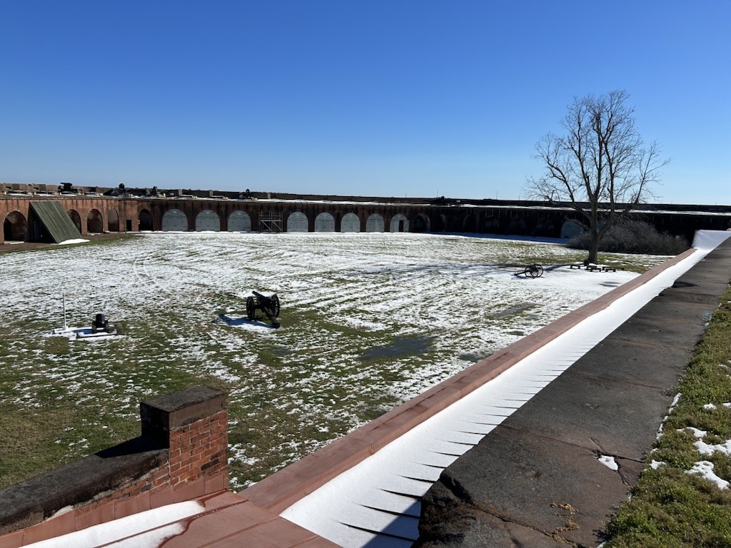 Snow inside Fort Pulaski