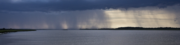 A thunderstorm approaches Cockspur Island. A thunderstorm approaches Cockspur Island.