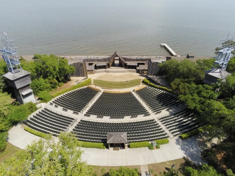 Aerial view of the Waterside Theatre. Overhead view of the Waterside Theatre.