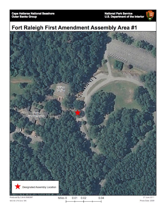 Fort Raleigh First Amendment Assembly Area near Visitor Center