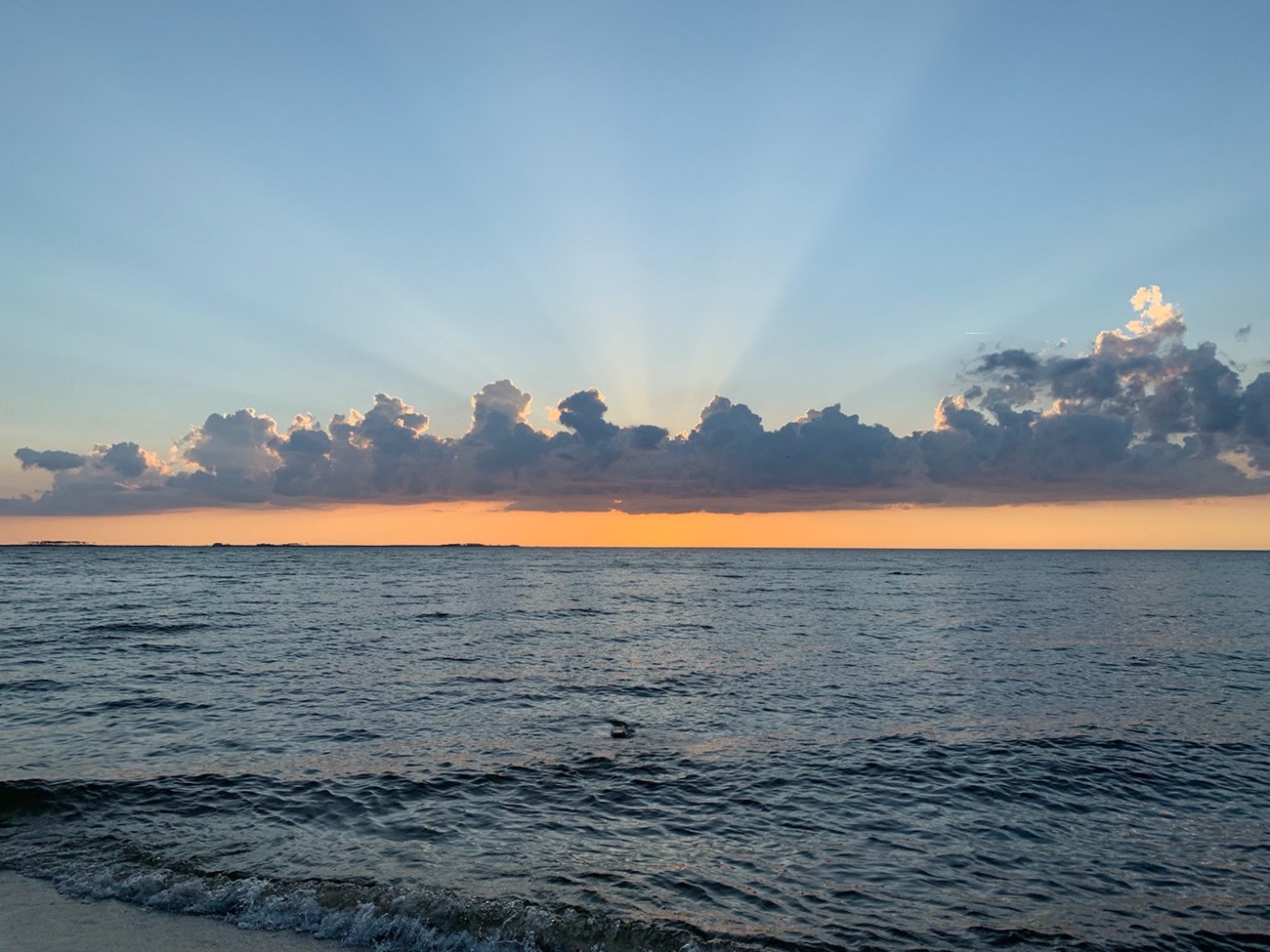 Sunset over the water