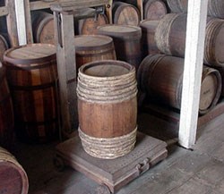 Scale for weighing items in quartermaster storehouse.