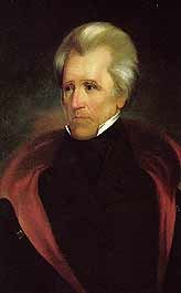 President Andrew Jackson man with gray hair and dark blue outfit
