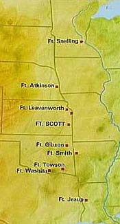 Permanent Indian Frontier Map Map showing forts along the frontier from Minnesota to Louisisana